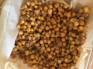 Chickpeas baked on natural parchment paper - easyveganmealprep.com