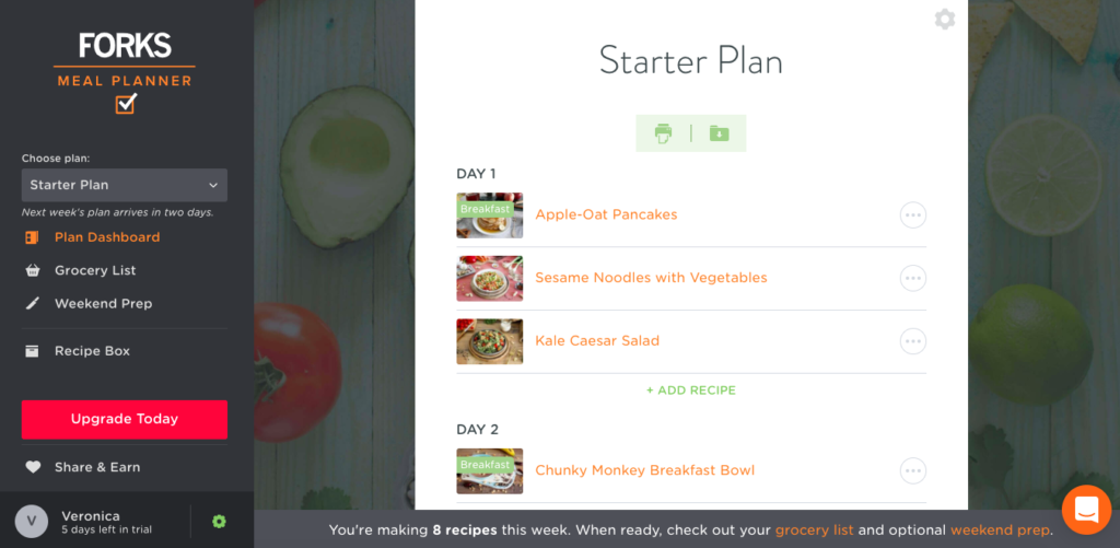 Photo of the Forks Over Knives meal plan website.