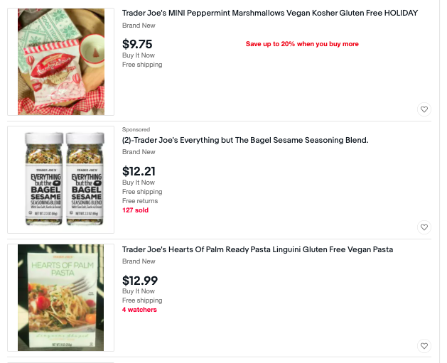 Vegan Buy Trader Joe's Products online in 2021 on ebay