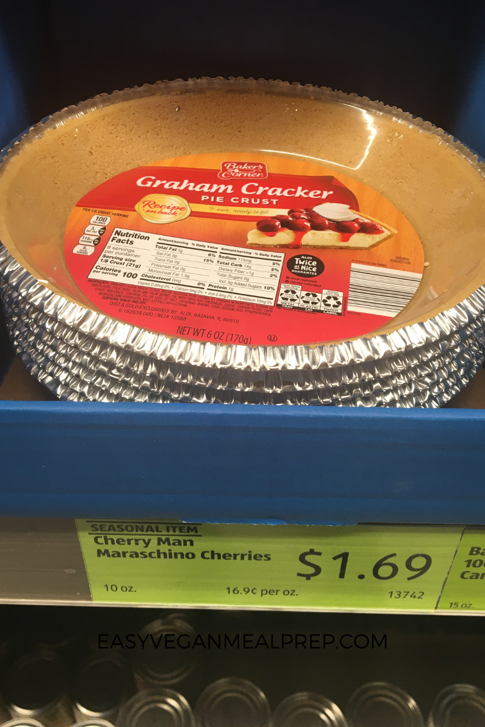 Vegan graham cracker pie crust at Aldi.