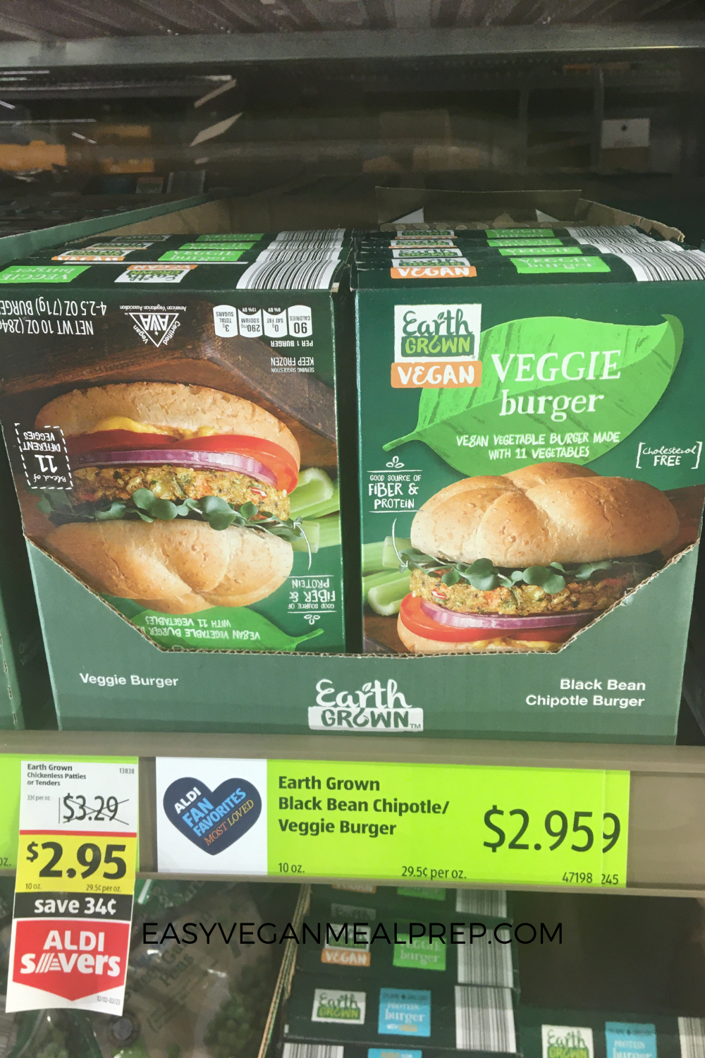 Earth Grown plant based veggie burgers.