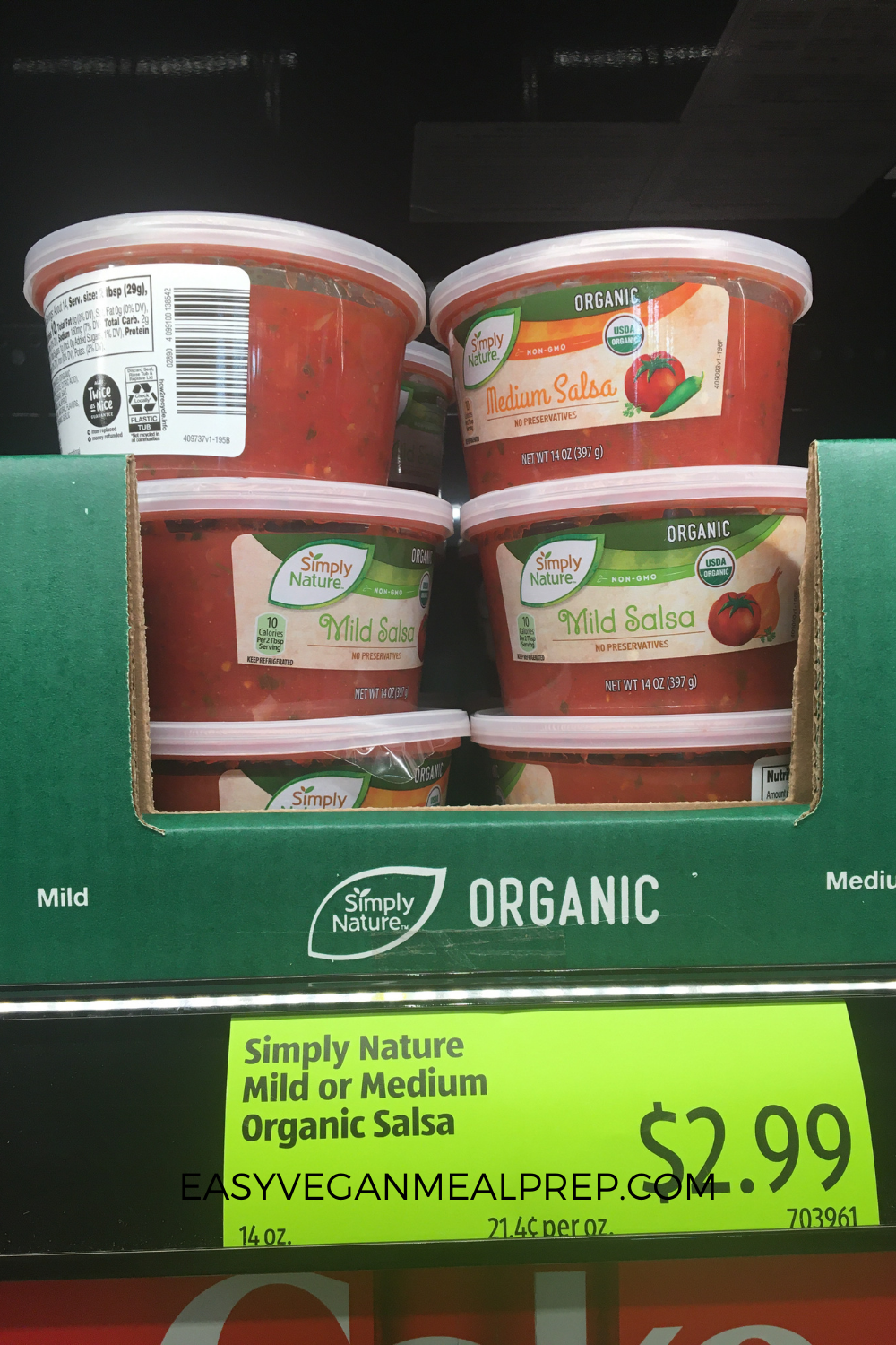 Organic mild salsa at Aldi.