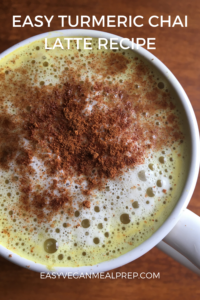 Turmeric latte with cinnamon and soymilk