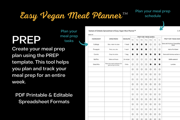 Meal Prep List Editable Spreadsheet