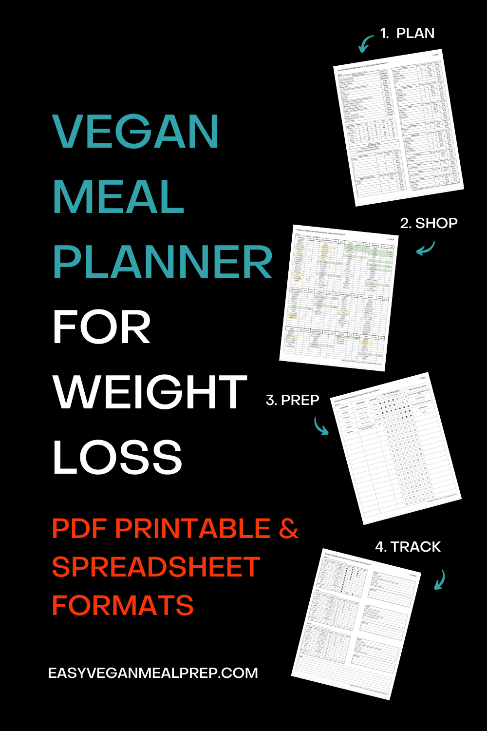 Vegan weight loss meal planner PDF spreadsheet