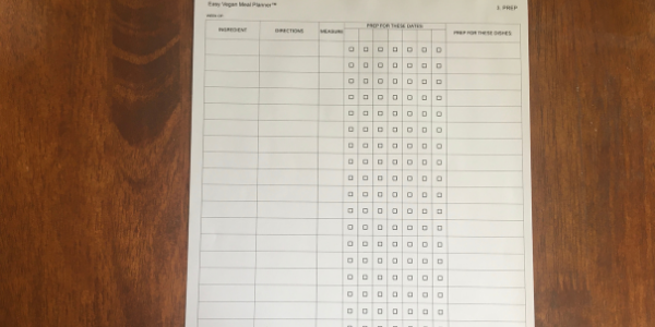 Meal prep planner PDF spreadsheet.