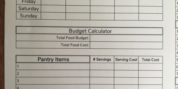 Food budget calculator.