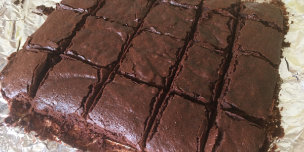 Yum Glossy vegan fudge brownies made without oil or butter